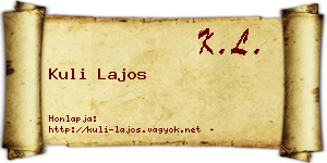 Kuli Lajos névjegykártya